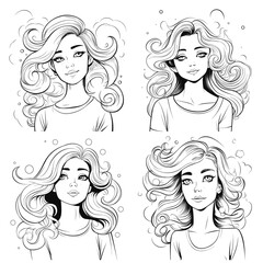 Portrait of a young beautiful woman in single line art style.Continuous line art in elegant style for prints, tattoos, posters, textiles, postcards etc. beautiful women face vector illustration