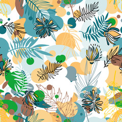 Fototapeta na wymiar Floral pattern. Blooming, abstract summer meadow. Floral background. Fashionable flower for design. Seamless background. Small flowers are scattered. Еlegant floral texture.