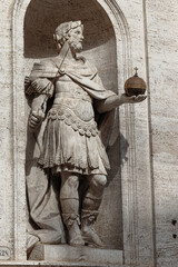 Statue of Charlemagne in Saint Louis cathedral of Rome, Italy