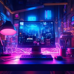 Computer Screen And Keyboard