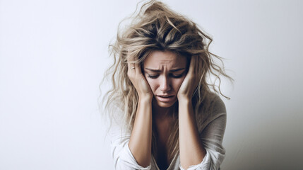 portrait of a sad woman in emotional stress	
