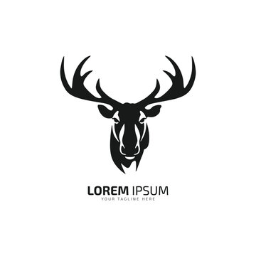 minimal and abstract moose logo elk icon deer silhouette reindeer vector