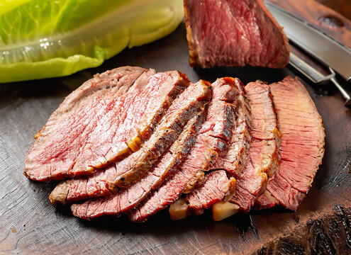 Grilled beef steak medium