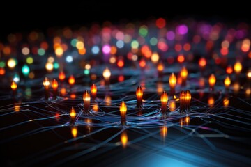 Fiber optic light transfer futuristic background. Cyberspace and background. Generative AI