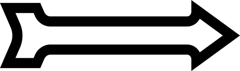 Directional black arrow. PNG with transparent background