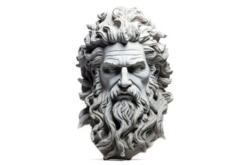 Bearded ancient man god sculpture isolated on white
