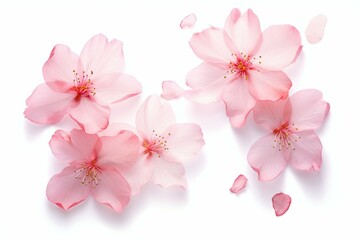 Realistic cherry blossom petals with shadows, perfect for cropping. Generative AI