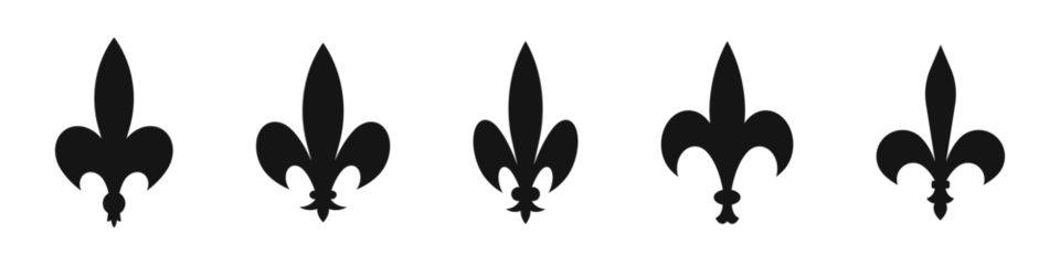 Foto op Plexiglas Heraldic lily icons. Fleur-De-Lis icons. Fleur de lis silhouettes. Silhouette style vector icons © Vlad Ra27