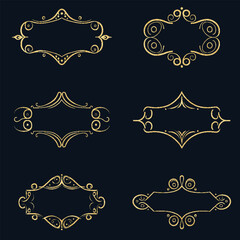 Set of gold glitter vintage frame, golden luxury frame