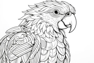 Zentangle stylized cartoon parrot macaw, isolated on white background. Anti stress Coloring book page. T-shirt emblem, logo, tattoo with doodle.