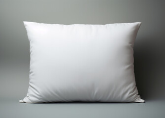 White Pillow on Grey Background. Mockup. Copy Space