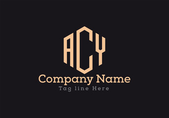 ACY triangle letter logo design with triangle shape. ACY triangle logo design monogram. ACY triangle vector logo template with gold colour.