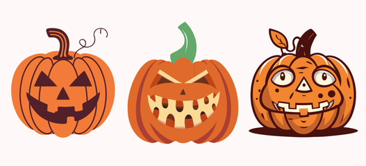 Halloween pumpkin silhouette collection. Halloween pumpkin set vector illustration. Happy Halloween holiday celebration pumpkin illustration