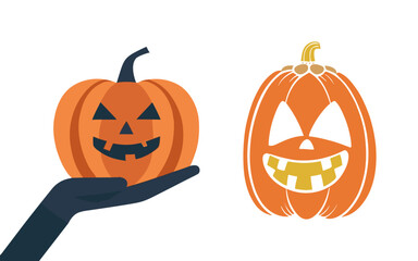 Halloween pumpkin silhouette collection. Halloween pumpkin set vector illustration. Happy Halloween holiday celebration pumpkin illustration