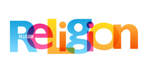 RELIGION colorful vector typography banner