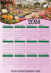 Monthly Modern well calendar design 2024, One page 2024, 2024 yearly Premium calendar for hanging on the wall, KDP calendar design