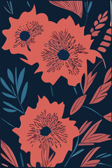  Abstract floral patterns  illustration, Trendy posters or covers with flowers