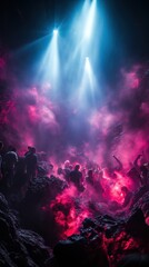 Fototapeta na wymiar Otherworldly ambiance with smoke and lasers