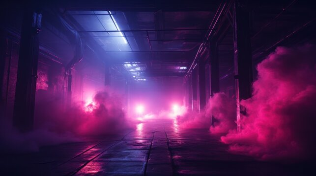 Otherworldly ambiance with smoke and lasers