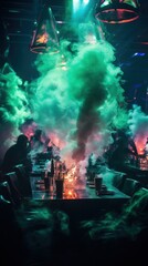 Obraz na płótnie Canvas Otherworldly ambiance with smoke and lasers