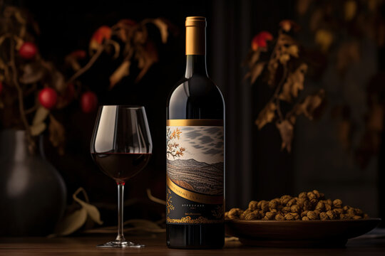 a packaging concept for a boutique winery, capturing the luxury illustrations and earthy tones