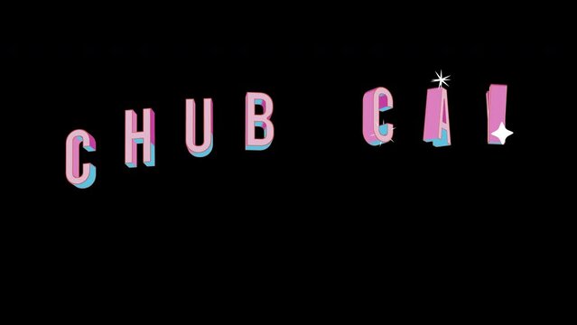 Bright letters jump merrily in the inscription CHUB CAY city. Retro. Alpha channel black. Looped from frame 120 to 240, Alpha BW at the end
