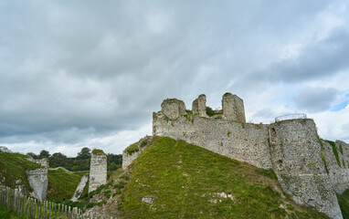 Fototapeta na wymiar General plan view ruines castle d'Arques-la-Bataille, 12th-century 