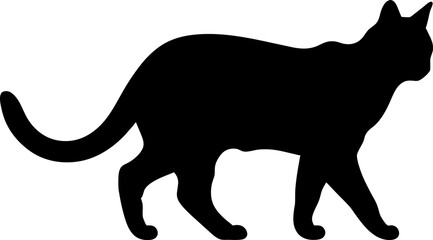 Black Cat Silhouette on White Background. Icon Vector Illustration. Concept for Logo, Print, Sticker.