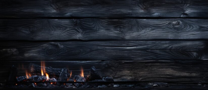 Halloween backdrop with a dark burnt wood plank texture with copyspace for text