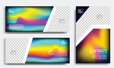 Obraz na płótnie Canvas Set of abstract rainbow templates for cover photo and printing flyer 