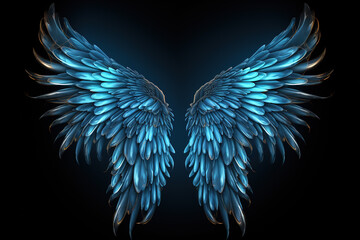 Blue Wings on a Black Background