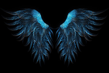 Blue Wings on a Black Background