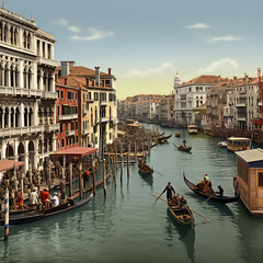 Fototapeta na wymiar Canals and streets of Venice, sights of Italy.