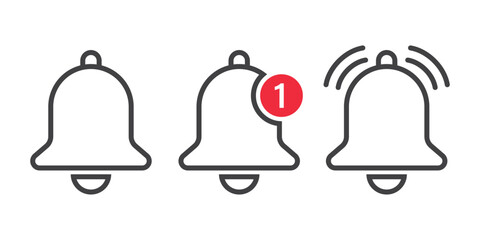 Notification bell icon in flat style. Incoming inbox message vector illustration on isolated background. Ringing bell sign business concept.