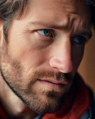 Obraz premium Deep in Concentration: Stressed Man at Work