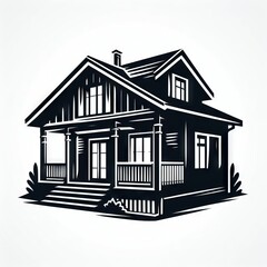 illustration of a house with a roof and white background professional logo design concept art