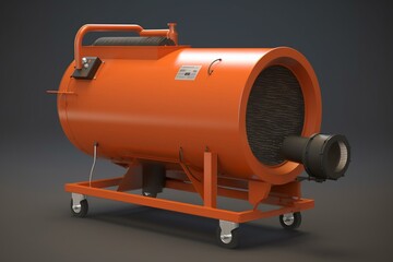 3D rendered image of a portable direct-fired heater. Generative AI