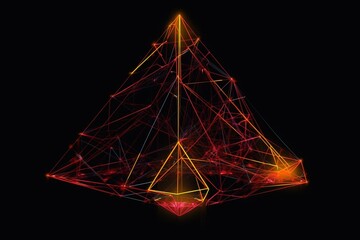 Animated triangular structure with lines, motion, geometric connection, triangles, mathematical lines. Generative AI