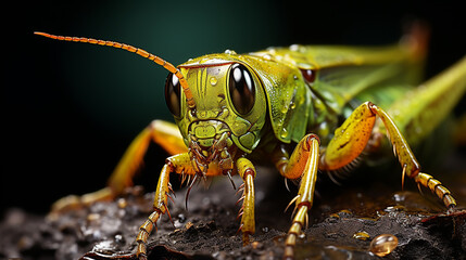 Fototapeta premium Extreme Macro Side View of a Grasshopper