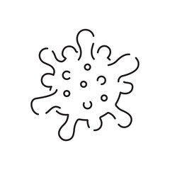 Flu line icon. Thin line icon with bacterium, virus, microbe and protection shield