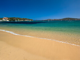 Porto Pollo beach on beautiful Sardinia island near Porto Pollo, Sargedna, Italy