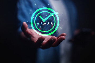 Business Performance Audit, Online Survey List, Check Mark in Evaluation Checklist, Online Survey