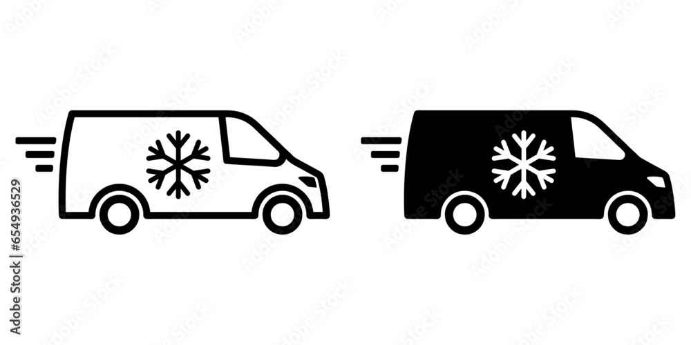 Wall mural ofvs472 OutlineFilledVectorSign ofvs - refrigerator truck vector icon . fast shipping sign . isolated transparent . black outline and filled version . AI 10 / EPS 10 / PNG . g11815