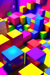 Colorful 3d cubes background with vivid color tone.