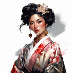 Black Women In Kimono Illustration
