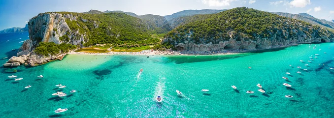 Foto op Plexiglas Drone view of the vibrant Cala Luna Beach on Sardinia island, Italy © Martin Valigursky