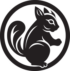 Elegance in Black: Squirrel Silhouette Squirrel Icon