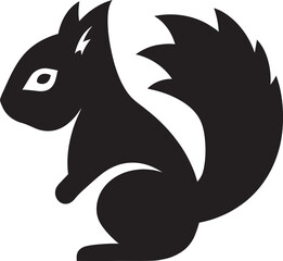 Minimalist Squirrel Icon in Black Squirrel Silhouette: Vector Design