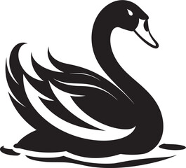 Graceful Swan Badge Vectorized Bird Silhouette