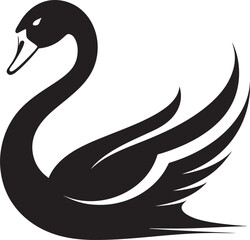 Swans Grace in Lines Stylish Black Swan Illustration